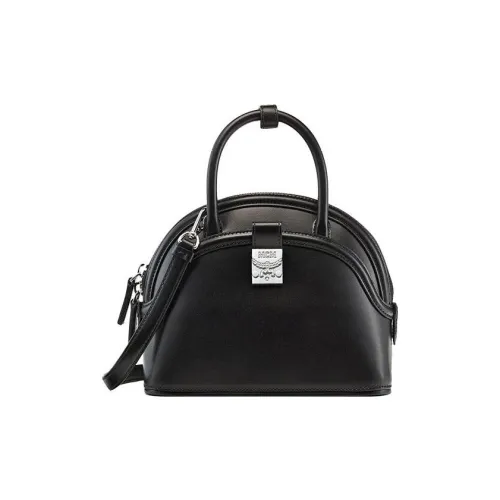 MCM Anna Visetos Коровья кожа Сумка через плечо Сумка Маленькая Женская Черная