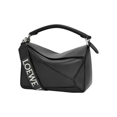 LOEWE Пазл Коровья кожа Сумка через плечо Сумка Маленькая Женская Черная