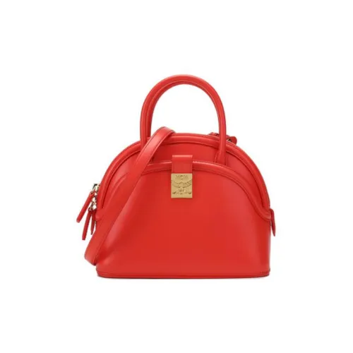 MCM Anna Visetos Кожа Сумка-купол Сумка через плечо Сумка Маленькая Женская Красная