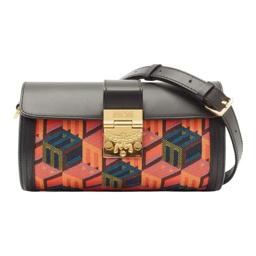 MCM Жаккардовая ткань с коровьей кожей кожа плечевой ремень сумка через плечо маленькая женская красная