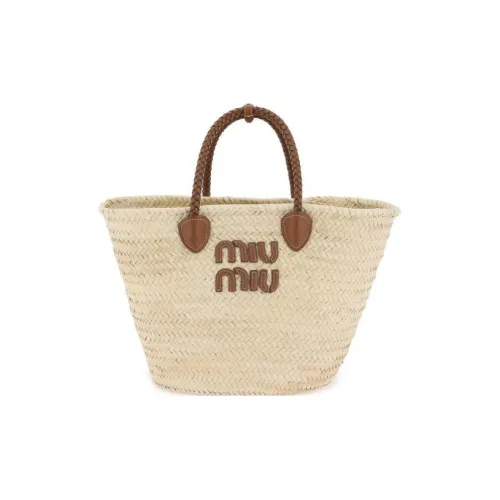 MIU MIU Телячья кожа Тоут Сумка Сумка для покупок Сумка на плечо Сумка Женская Бежевая