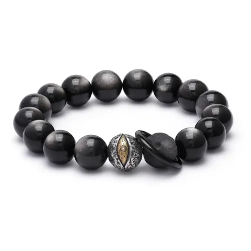 Cuud Серебряный Sheen Обсидиан Браслеты Унисекс