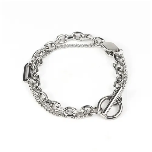 SHAN YE WANG Титановый стальной браслет унисекс серебряный