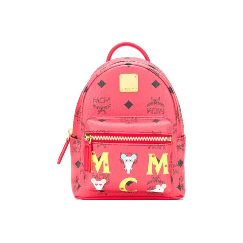 MCM Stark Visetos Кожа Рюкзак Мини Женский Красный