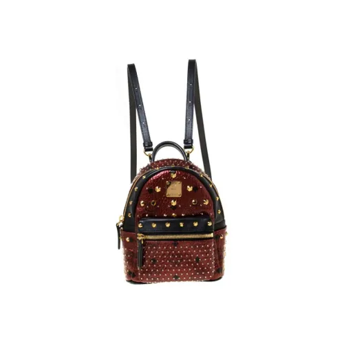 MCM Leather Backpack Women's Red MCM Кожа Рюкзак Женские Красный
