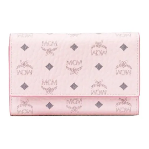 MCM Essential Visetos Origina Покрытый холст Кошелек Женские Нежно-розовый