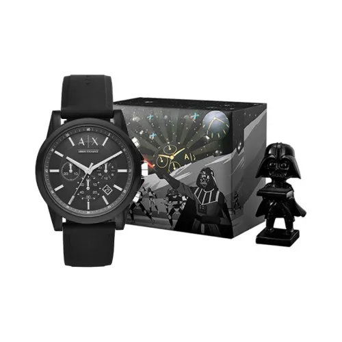 ARMANI EXCHANGEAE Darth Vader Наручные часы Кварцевый механизм Силиконовый ремешок Черный циферблат Мужские часы