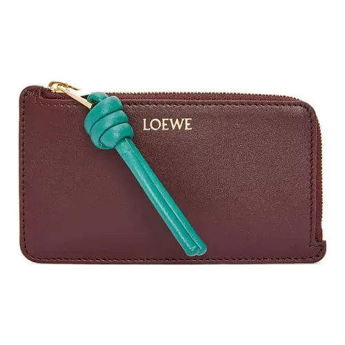 LOEWE Яркий Nappa Коровья кожа Держатель для карт Женские Бургунди Изумруд