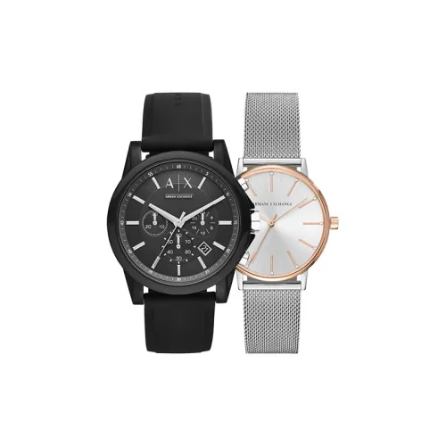 ARMANI EXCHANGE Watch Кварцевый механизм Silicone Нержавеющая сталь Ремешок Черный циферблат Унисекс