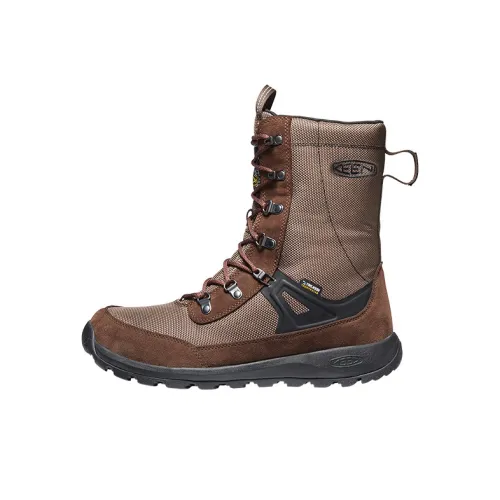 KEEN NXIS EVO Slip-resistant Abrasion-resistant Waterproof High Top Streetwear Men's Dark Brown Dark Khaki KEEN NXIS EVO Противоскользящий Устойчивый к истиранию Водонепроницаемый Высокий Топ Уличная Обувь Мужская Темно-Коричневый Темно-Хаки