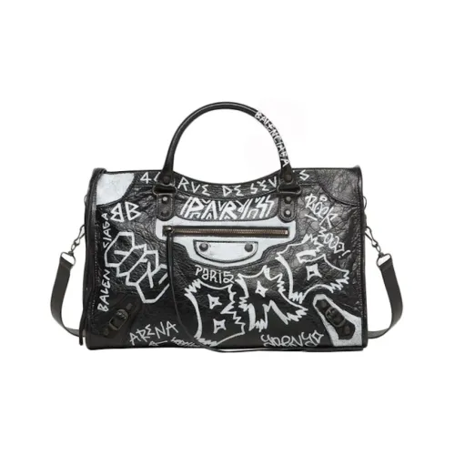Balenciaga Lambskin Portable Crossbody Bag Shoulder Bag Medium Women's White Black Баленсиага Ламмскин Портативная Сумка через плечо Сумка на плечо Средняя Женская Белая Черная