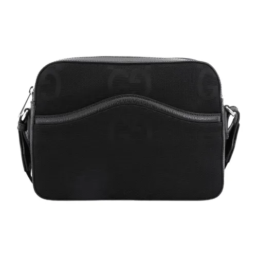 GUCCI Canvas с кожаными вставками холщовая сумка сумка через плечо курьерская сумка мужская черная