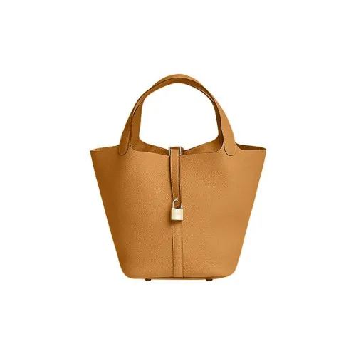 HERMES Taurillon Maurice Телячья кожа Корзина Сумка Ведрообразная Сумка Сумка 22 Женская 2S Кунжут