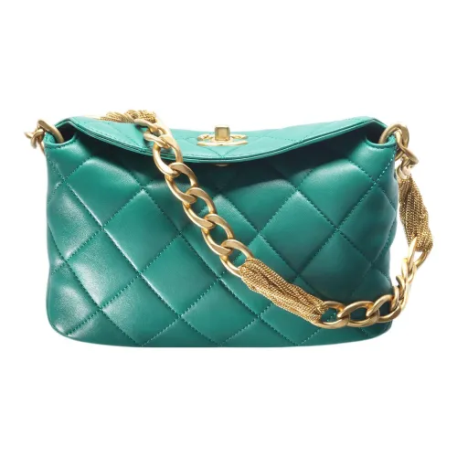 CHANEL Овчина Хобо Сумка через плечо Маленькая Женская Темно-зеленая