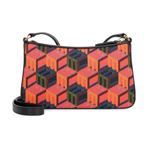 MCM Коровья кожа Пэчворк Жаккардовая ткань Сумка через плечо Мини Женская Красная