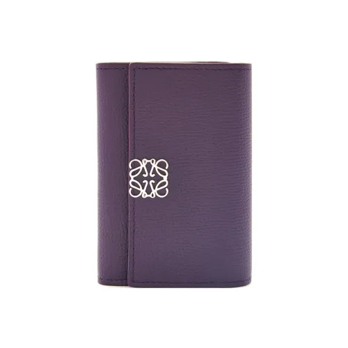 LOEWE Anagram Телячья кожа Кошелек Маленький Женские Темно-фиолетовый Красный