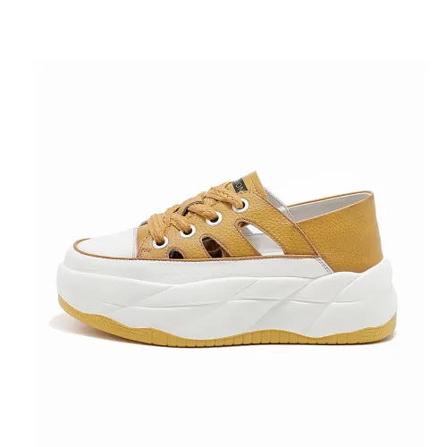 BAIJIHONG Противоскользящий устойчивый к истиранию низкий топ повседневная обувь 5,5 см женский желтый
