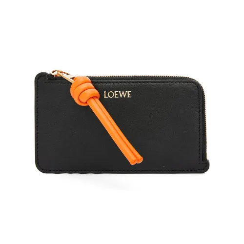 LOEWE Яркий Nappa Коровья кожа Держатель для карт Женские Черный Ярко-оранжевый