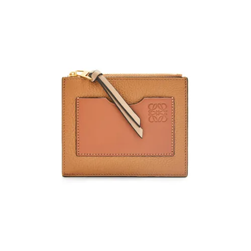 LOEWE Рельефная Телячья Кожа Монета Кошелек Держатель для Карт Женские Цвет Ирис Коричневый