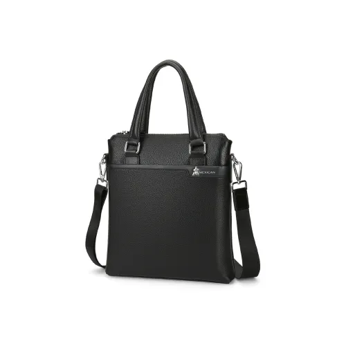 MEXICAN Натуральная кожа Сумка для ноутбука Бизнес-чемодан Сумка для документов Сумка через плечо Стандартная мужская Черная