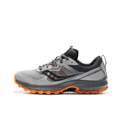 Saucony Excursion Slip-Resistant Abrasion-Resistant Low-Top Trail Running Shoes Men's Gray Orange Сaucony Excursion Противоскользящие Устойчивые к Износу Низкие Кроссовки для Беговых Пути Мужские Серый Оранжевый