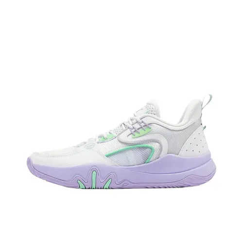 361° Серия LAVA амортизация износостойкий низкий топ баскетбольных кроссовок мужской белый фиолетовый