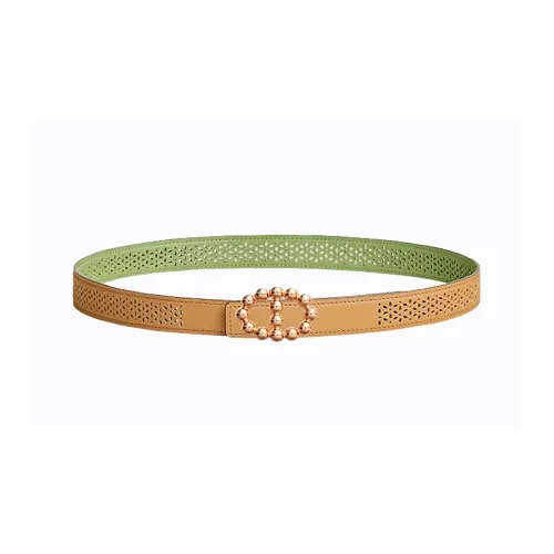 HERMES Пузырьки Epsom Телячья кожа Кожаные ремни Женские Masala Чай Cricket Зеленый Ширина 2,4CM