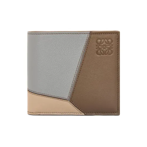 LOEWE Пазл Телячья кожа Кошелек Мужской Асфальтовый серый Зимний Коричневый