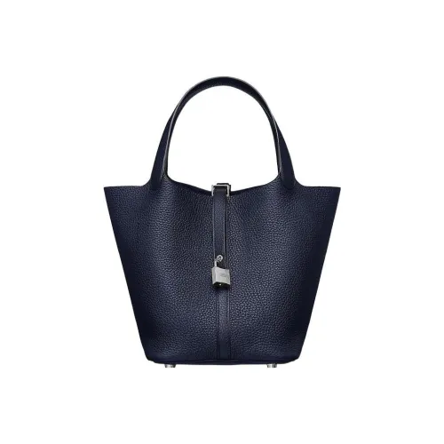 HERMES Picotin Lock Clemence с Swift кожа сумка женская полночный синий