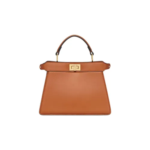 FENDI Peekaboo ISeeU Lambskin Сумка через плечо Сумка Экстра Маленькая Женская Коричневая