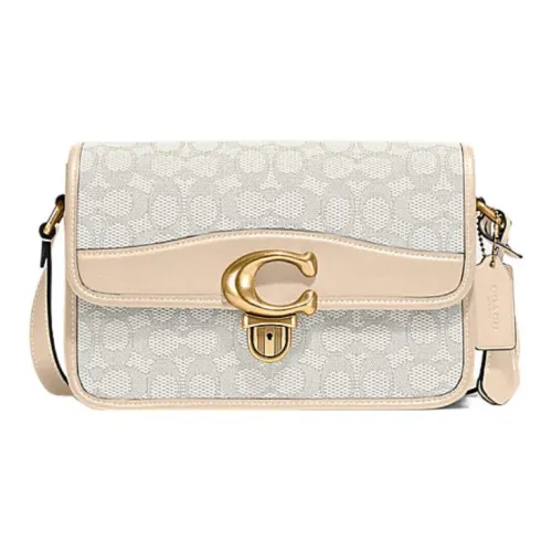 COACH Studio Коровья кожа с текстильным конверт плечевая сумка женская цвет слоновая кость