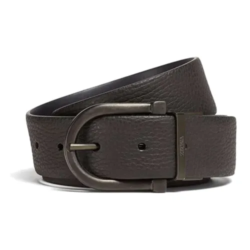 Zzegna Однотонный Двойной С обеих сторон Лошадиная обувь Шпилька Кожаные ремни Мужской Черный