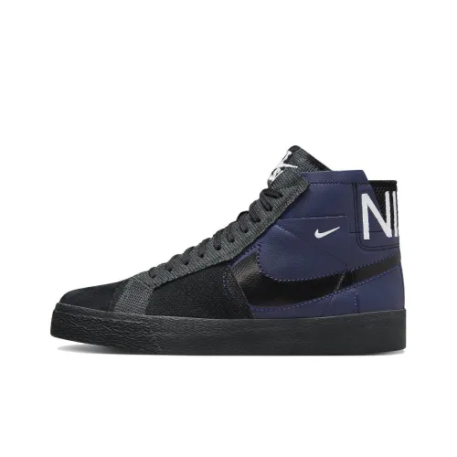 Nike Blazer Mid Премиум Устойчивый к истиранию MID Топ Скейтборд Кроссовки Мужские Синий Черный