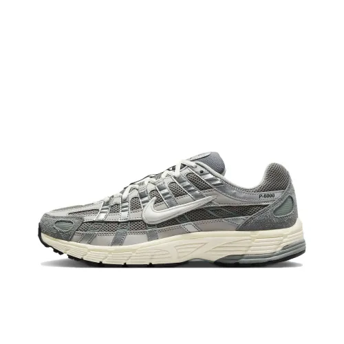 Nike P 6000 Беговые кроссовки Низкий Топ Плоский Белый Олово/Легкий Лимонит/Металлическое Серебро/Белый Унисекс
