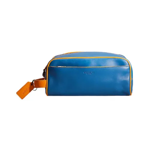 COACH Travel Kit Кожаный клатч для путешествий Органайзер Мужской Синий