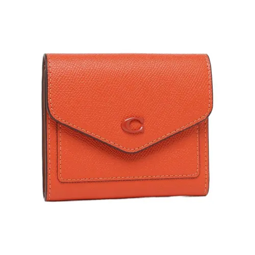 COACH Wyn зернистая телячья кожа держатель для карт кошелек маленький женский апельсин