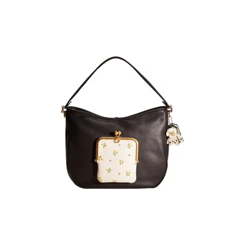 COACH Hobo кожаная сумка-хобо сумка сумка через плечо большая женская черная