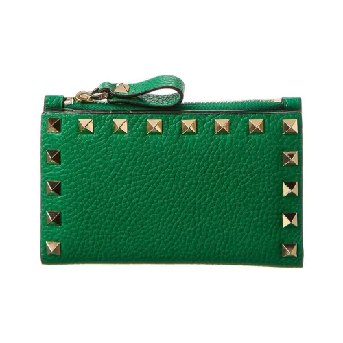 Valentino Rockstud Телячья кожа Кошелек для монет держатель для карт стандартный женский зеленый