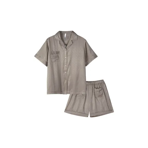 Same Language Супермягкий × Охлаждающий × Помощь для сна Льняной коричневый Женские Пижамные комплекты