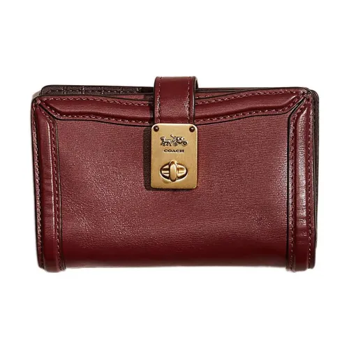 COACH Hutton Кожа Монета Кошелек Кошелек Мини Женский Коричневый Красный