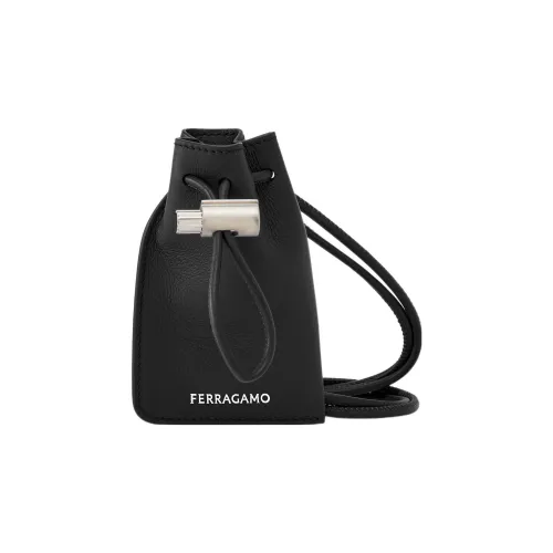 Ferragamo Коровья кожа крупнозернистая ведрообразная сумка сумка через плечо мини мужская черная