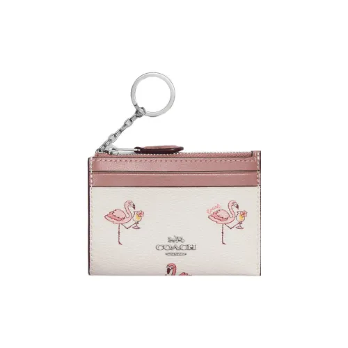 COACH Skinny Id Case Покрытый холст с кожаными вставками держатель для карт кошелек для монет кошелек женский светло-розовый