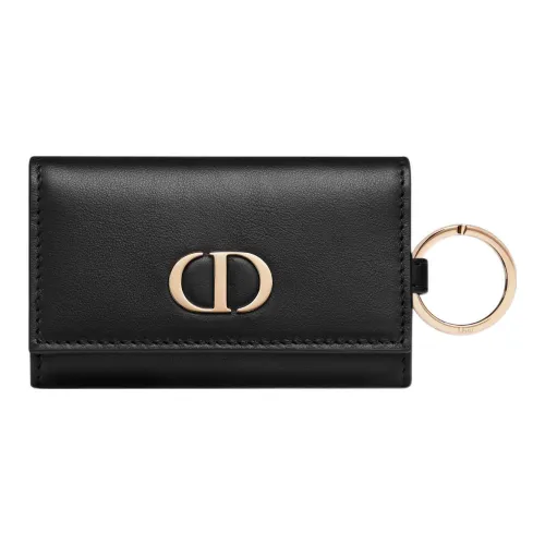 DIOR 30 Montaigne Smooth Calfskin Key Pouch Women's Black