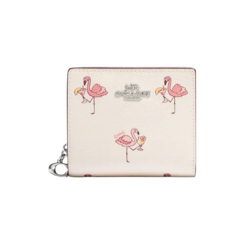 COACH Snap Wallet Кожа Мелочь Кошелек Кошелек Женский Белый