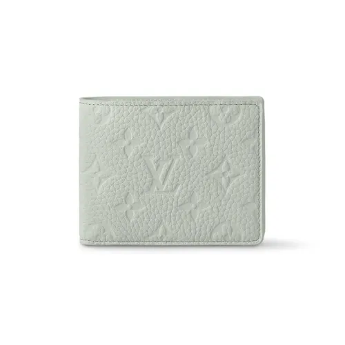 LOUIS VUITTON Кожа с коровьей кожей отделка кошелек мужской серый зеленый