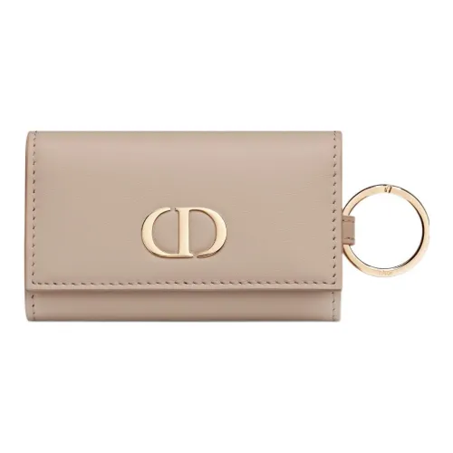 DIOR 30 Montaigne Гладкий Телячья кожа Key Pouch Женские Карамель Бежевый