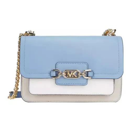 MICHAEL KORS Heather Кожаная Сумка через плечо Сумка на плечо Большая Женская Синий Слоновая кость