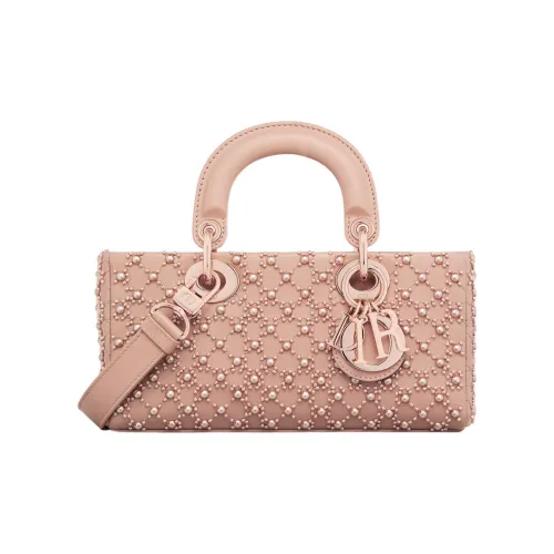 DIOR LADY D JOY Телячья кожа с узором Cannage Вышивка Сумка Lady Dior Сумка через плечо Сумка Маленькая Женская Розовая