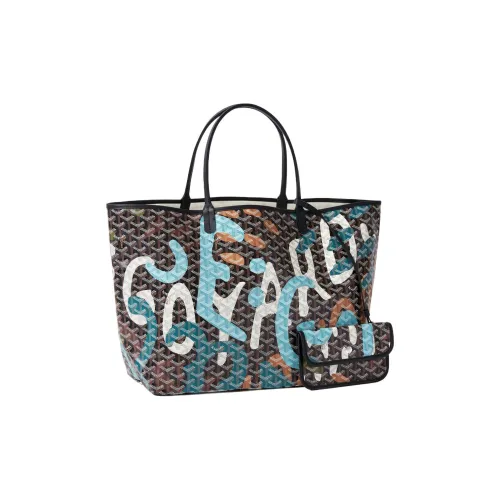 GOYARD Saint Louis Холст и Кожа Тоут Сумка Сумка для покупок Сумка через плечо Сумка Большая Унисекс Черная Синяя