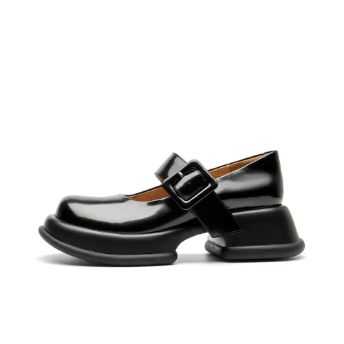 Beau Today Открыто Edge Pearl Коровья кожа Платформа Обувь Женская Классический Черный